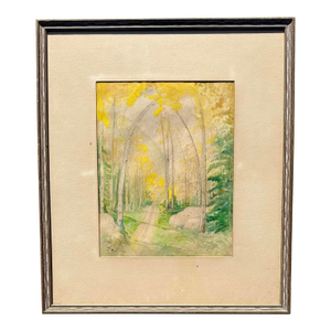 1950s Bert G. Phillips (1868–1956) Watercolor Aspen Forest Path Scene Painting