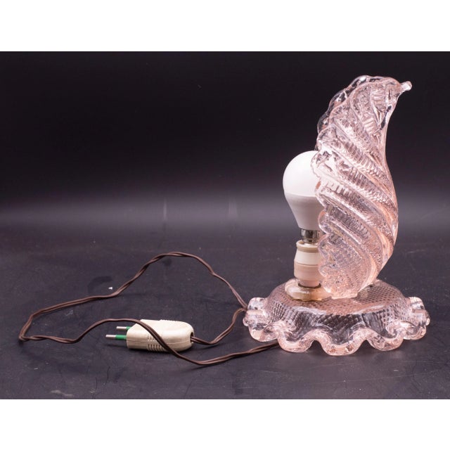 Beautiful Murano glass table lamp in rare pink color, handmade in the ancient furnaces of the prestigious Barovier & Toso...
