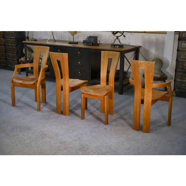 Vintage Chairs and Armchairs in Beech by Ateliers Seltz, 1990s, Set of 4 For Sale - Image 6 of 13