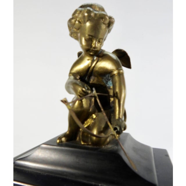 20th Century French Marble Clock With Bronze Cherub For Sale - Image 4 of 11