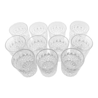 Vintage Old Fashioned Whiskey Cut Glass Glasses - Set of 11 For Sale