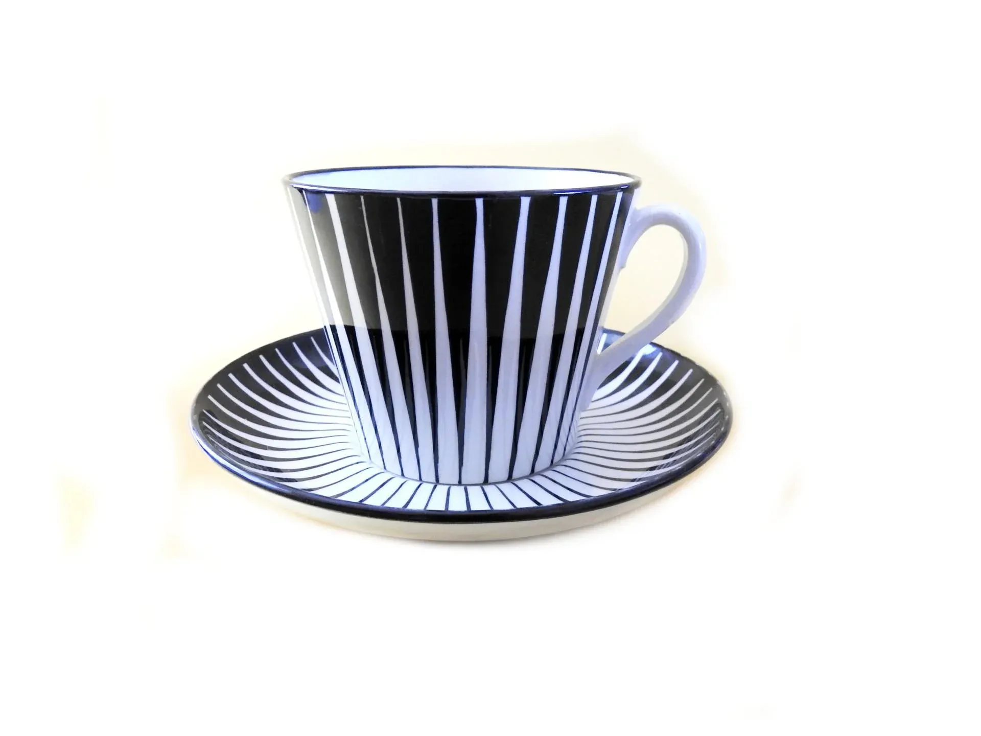 Mid 20th Century Zebra Handmalat Gefle Coffee Tea Cup and Saucer
