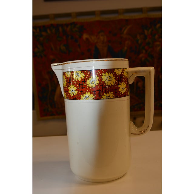 White Vintage Nouvelles Usines Du Nord St. Amand France Ceramic Vibrant Floral Wash Basin & Ewer W/ Soap Dish For Sale - Image 8 of 18