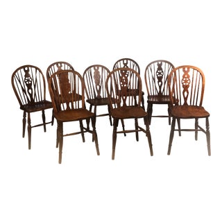 Mid 19th Century Antique English Windsor Side Chairs - Set of 8 For Sale