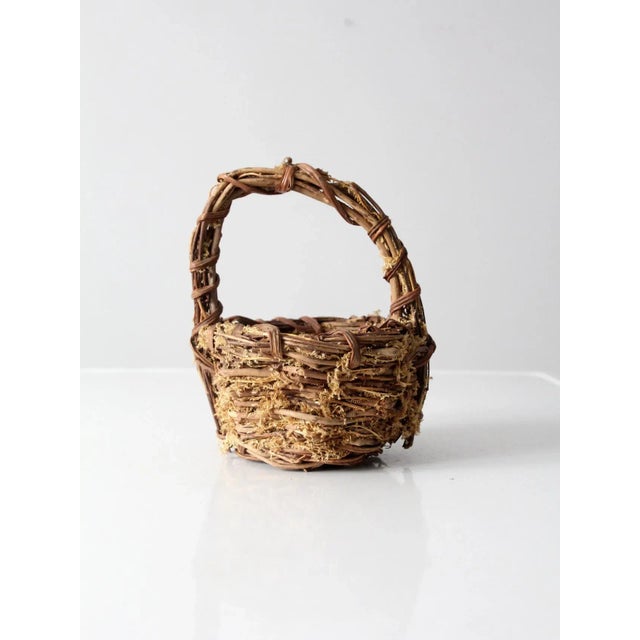 Vintage Twig & Moss Basket For Sale - Image 4 of 11