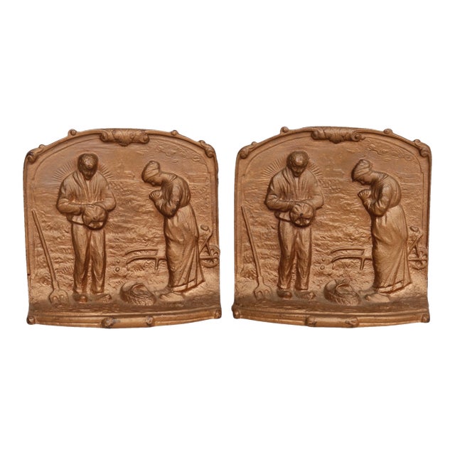 Bronze 'The Angelus Prayer at Harvest' Bookends, a Pair For Sale