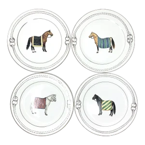 Contemporary The Mane Lion Hand-Painted Dinner Plates - Devon Collection- Set of 4