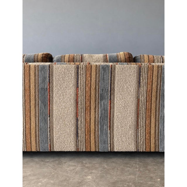 1970s Vintage Striped Woven Upholstery Three-Seat Sofa For Sale - Image 10 of 16
