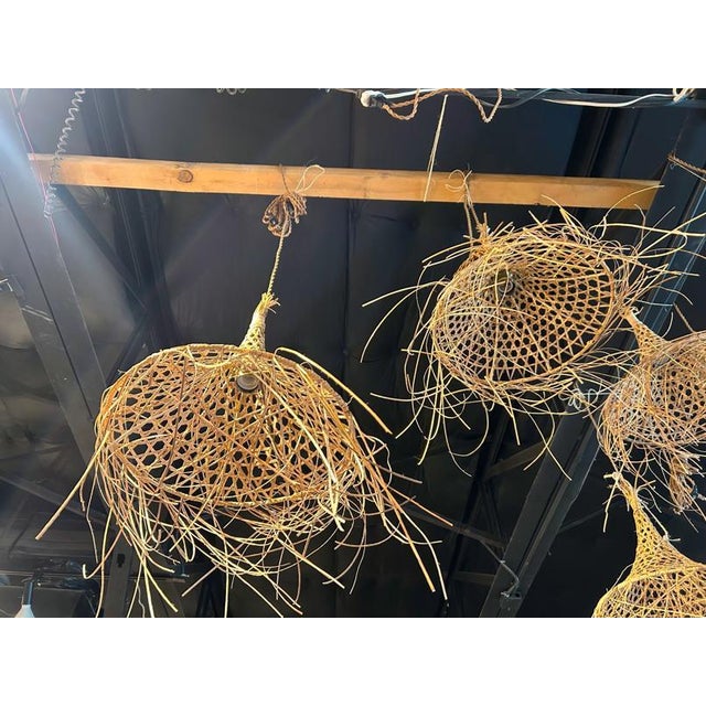 Pair of Decorative French Rattan Pendant Lights For Sale - Image 4 of 11