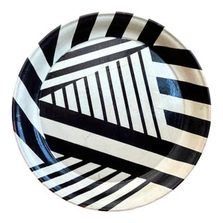 Vintage Geometric Lacquer Decorative Tray For Sale