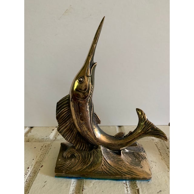 Vintage MidCentury Brass Swordfish Fish Bookends a Pair Chairish