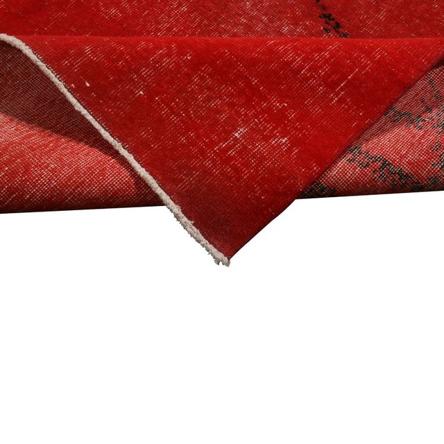 1950s Vintage Mid-Century Abstract Black and Red Wool Rug- 6′6″ × 8′4″ For Sale - Image 5 of 6