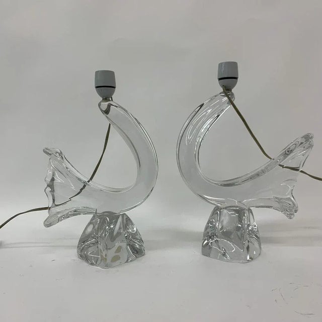 Glass Vintage French Table Lamps in Crystal from Daum, 1950s, Set of 2 For Sale - Image 7 of 7