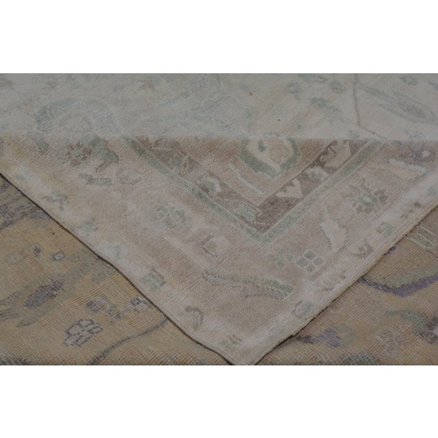 1950s Vintage Turkish Oushak Hand Knotted Wool Rug, 7'5"x12'6" For Sale - Image 5 of 5