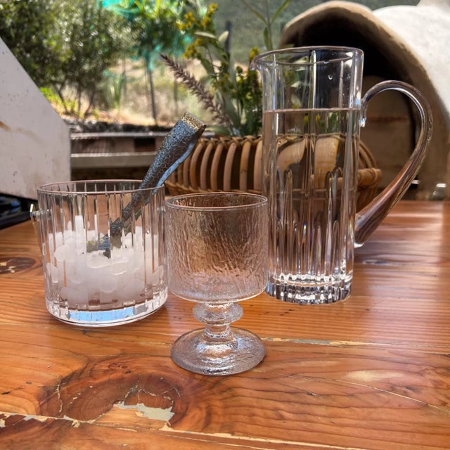 Mid-Century Modern Baccarat Style Ice Bucket, Clear Lead Crystal, Ribbed Design, 1960s For Sale - Image 3 of 15