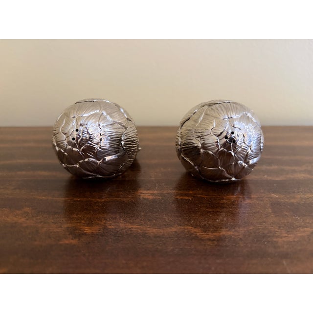 Godinger Godinger Silver-Plated Artichoke Salt and Pepper Shakers, Vintage Pair For Sale - Image 4 of 8