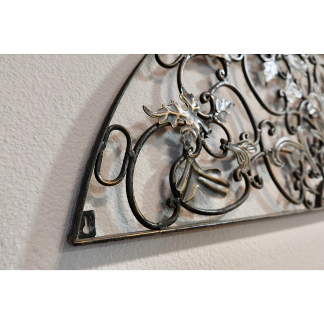 Late 20th Century Wrought Iron Architectural Wall Grille, Demilune Overthrow, Rococo Revival Style For Sale - Image 5 of 6