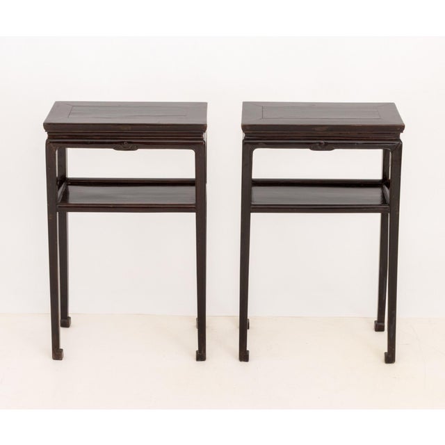 Late 19th Century Pair of Chinese Two-Tier Pedestal Tables For Sale - Image 5 of 8