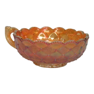 Imperial Quilted Diamond Pansy Marigold Carnival Glass Nappy Candy Dish