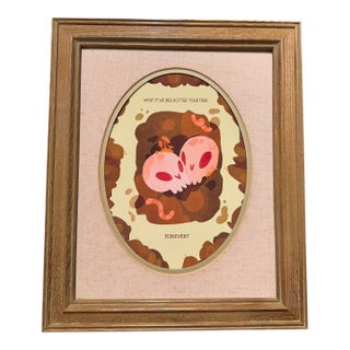 Limited Edition Giclee Print "Bed Rot" by Erin Rose Illustration With Antique Frame and Canvas Oval Mat For Sale