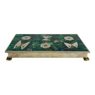 1950s Mexican Mid-Century Mixed Metals, Stone "Butterfly" Lined Box For Sale