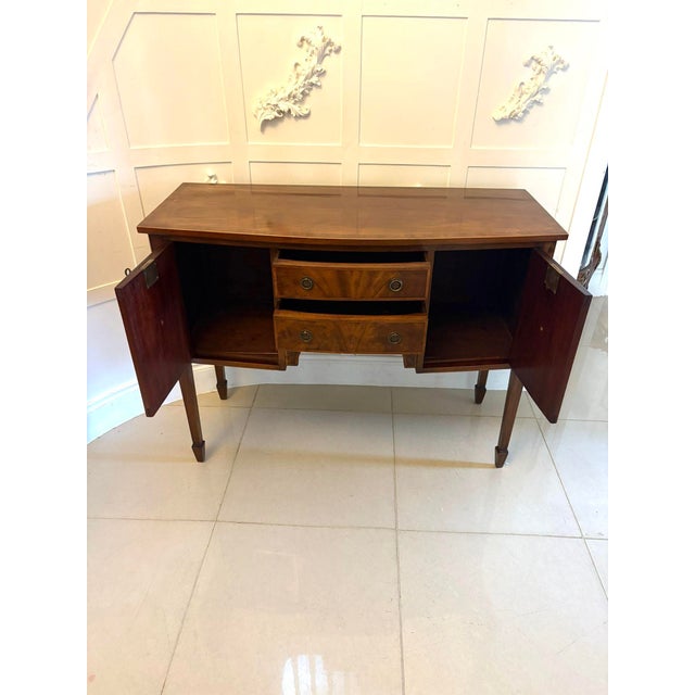 1900 - 1909 Antique Edwardian Flame Mahogany Bow Front Sideboard, 1900 For Sale - Image 5 of 16