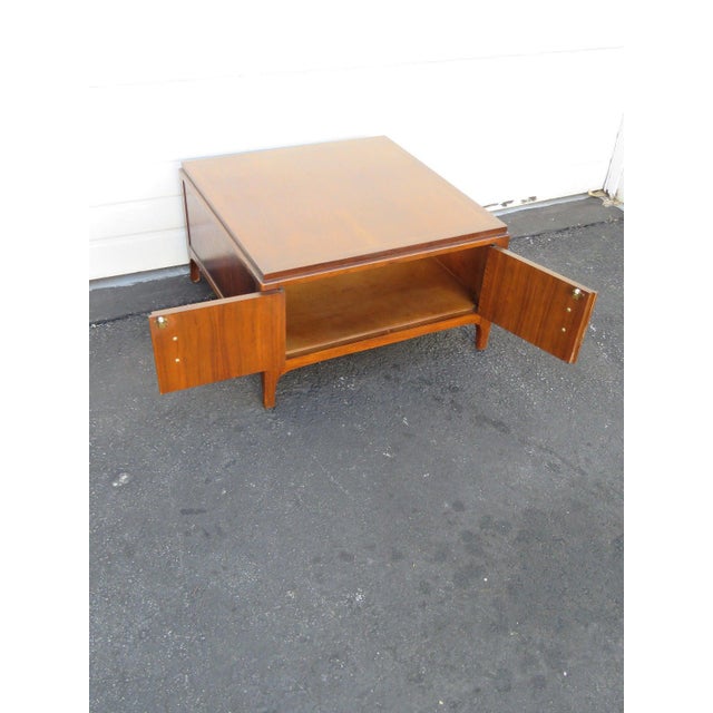 Mid Century Walnut Large Side Nightstand Coffee Table Nightstand by