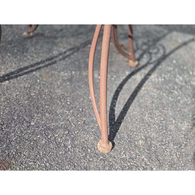 Metal Vintage Wrought Iron Outdoor Bistro Mosaic Top Iron Table Table Top & 2 Chairs For Sale - Image 7 of 12