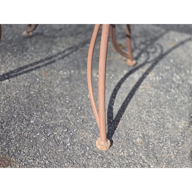 Metal Vintage Wrought Iron Outdoor Bistro Mosaic Top Iron Table Table Top & 2 Chairs, Attributed For Sale - Image 7 of 12