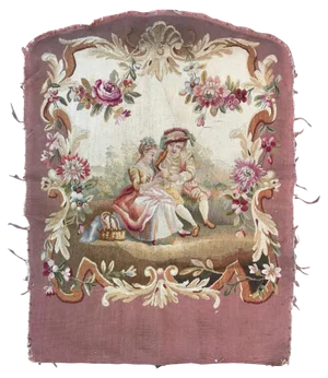 Antique Aubusson Cushion Chair Cover Tapestry, 1890s