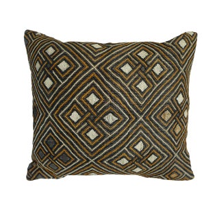 Tribal Patterned Vintage African Kuba Cloth Pillow For Sale
