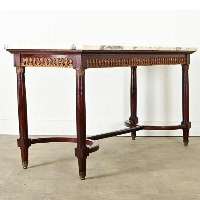 French 19th Century Louis XVI Style Mahogany & Marble Center Table For Sale - Image 11 of 12