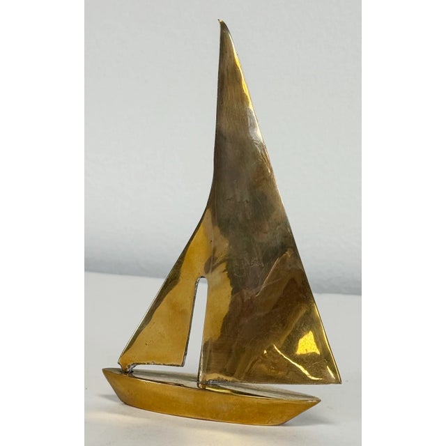 Vintage solid brass sailboat decorative accessory or paper weight. Lovely patina.