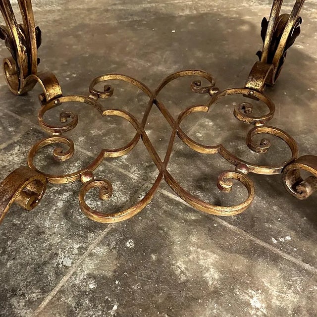 Antique Italian Painted Wrought Iron Marble Top Coffee Table For Sale - Image 12 of 12