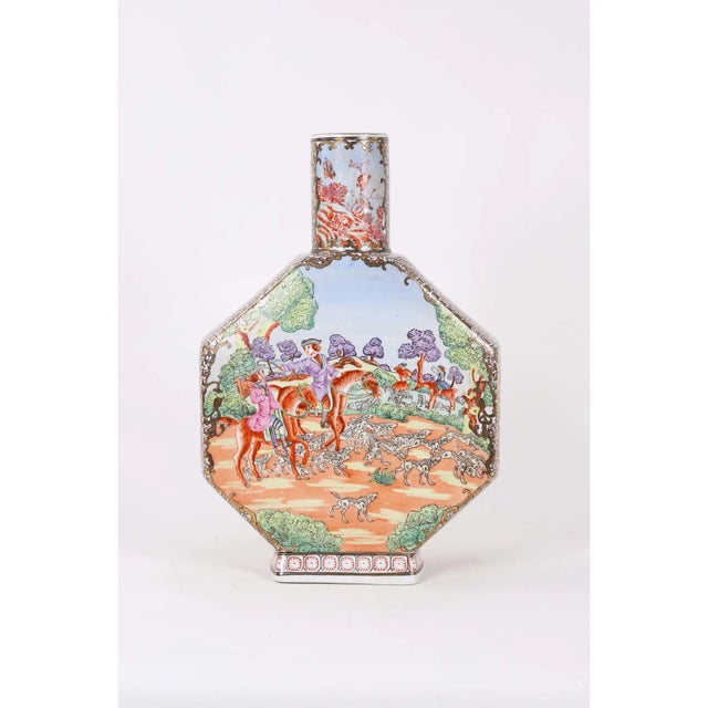 Chinese 20th Century Chinese Style Hunt Scene Porcelain Octagonal Vase For Sale - Image 3 of 11