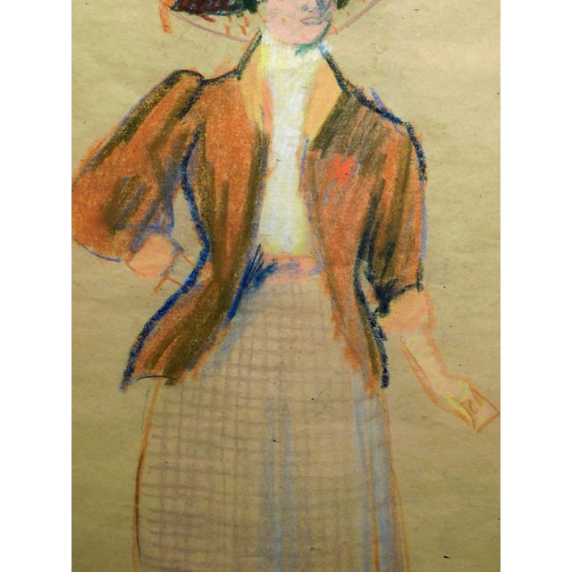 1900 - 1909 Pissarro Ludovic Rodo Woman With Hat Original Pastel Authentic Custom Framed Art For Sale - Image 5 of 7