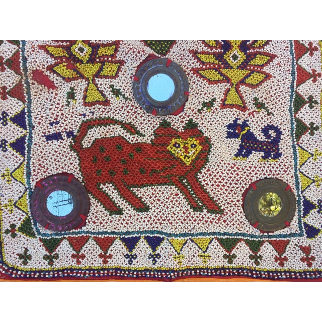 Orange Vintage Beaded Indian Tribal Wall Hanging For Sale - Image 8 of 8