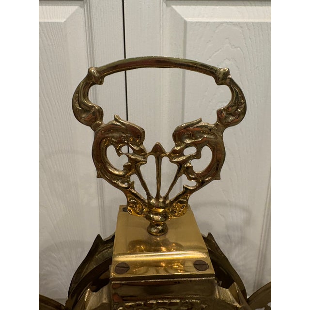 Peacock Brass Fireplace Screen For Sale - Image 9 of 9