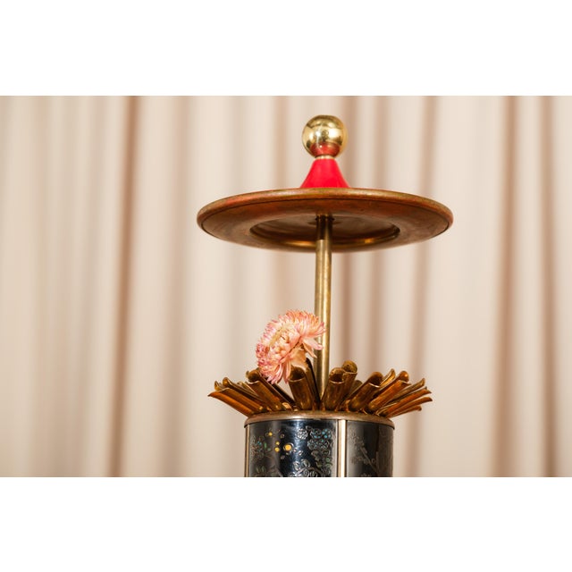 Vintage Brass Pagoda-Shaped Cigarette Dispenser With Chinoiserie Detail For Sale - Image 4 of 13