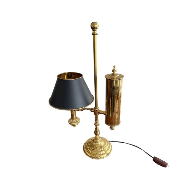 Vintage English Style Brass Desk Lamp with Pen Holder For Sale - Image 4 of 4