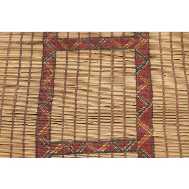 Rug & Kilim Vintage Square Tuareg Mat in Red and Green Tribal Geometric Patterns For Sale - Image 4 of 7