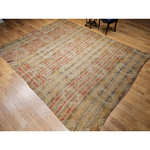 Cream 19th Century European Flatwoven Wool Rug, Allover Geometric Design, 9x12 For Sale - Image 8 of 18