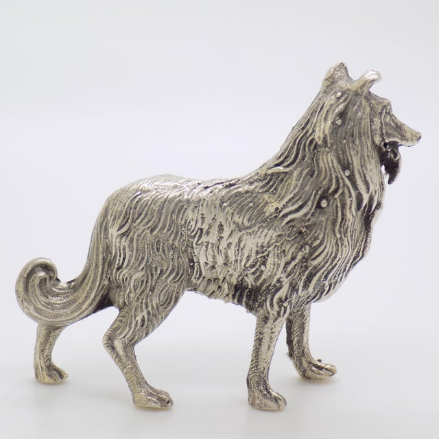 Vintage Italian Handmade Genuine Silver Collie Dog Large Figurine Sculpture For Sale - Image 6 of 10