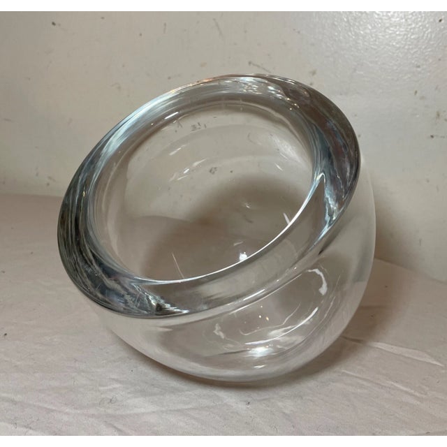 Vintage Alfredo Barbini Murano Hand Blown Colorless Glass Sphere Vase Sculpture For Sale - Image 10 of 12