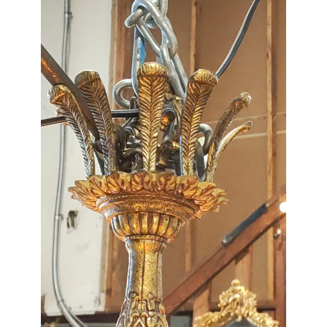 French Antique French Louis XVI Revival Cast Bronze Chandelier Eight Lights For Sale - Image 3 of 5