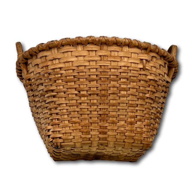 Wood Excellent Smaller 10 Inch Size Antique American Hand Woven Ash Splint Berry Basket With Nice Patina - Late 19th Century For Sale - Image 7 of 18