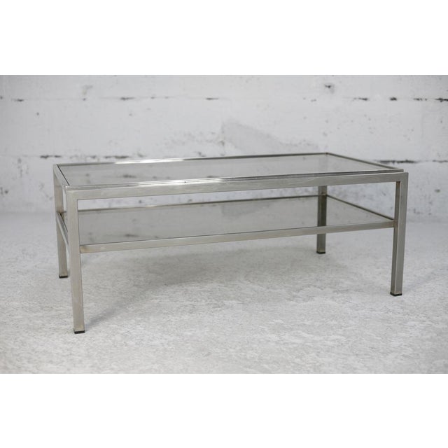 Steel Coffee Table with Double Smoked Glass Tops, France, 1970s For Sale - Image 12 of 18