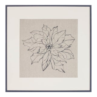 Framed Poinsettia Print Under Glass 20"SQ For Sale