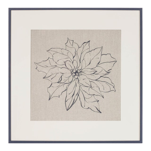 Framed Poinsettia Print Under Glass 20"SQ For Sale
