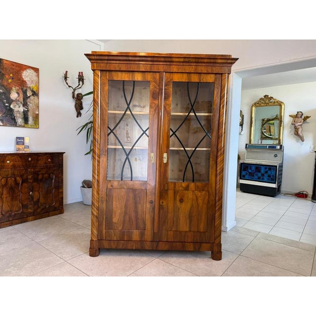 Contemporary Biedermeier Display Cabinet in Walnut For Sale - Image 3 of 11